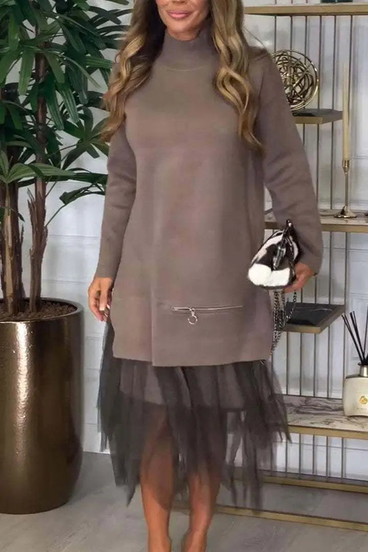 LS | Women Stylish Mesh Hem Dress Lion Style