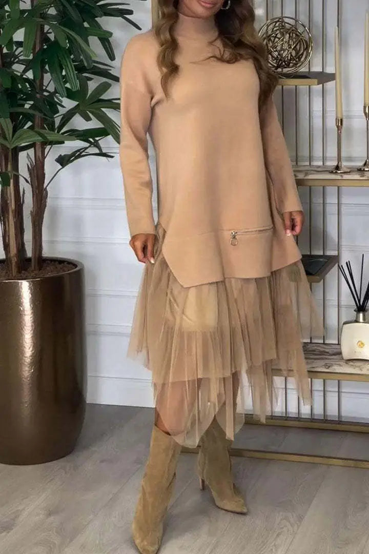 LS | Women Stylish Mesh Hem Dress Lion Style