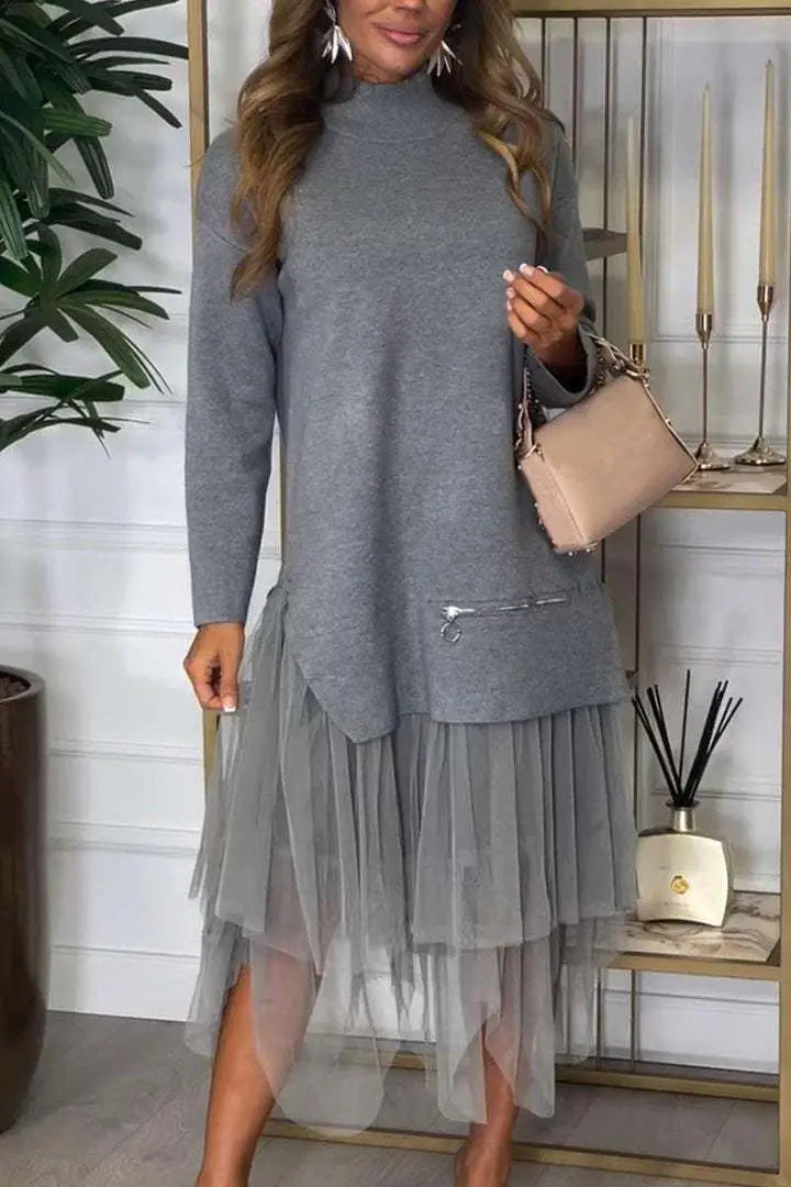 LS | Women Stylish Mesh Hem Dress Lion Style