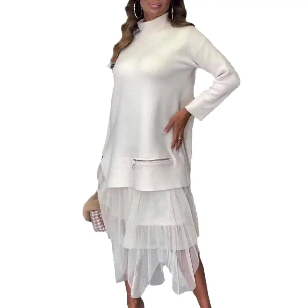 LS | Women Stylish Mesh Hem Dress Lion Style