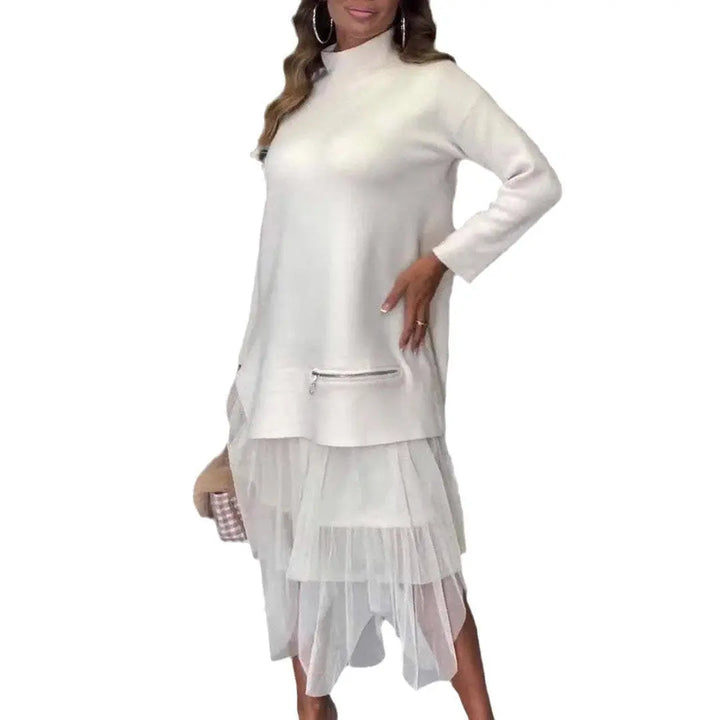 LS | Women Stylish Mesh Hem Dress Lion Style