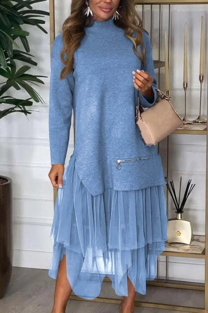 LS | Women Stylish Mesh Hem Dress Lion Style