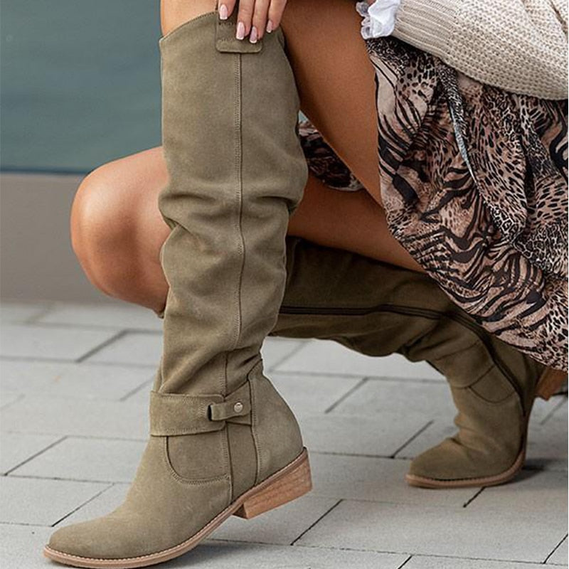 LS | Women Suede Over-The-Knee Boots Lion Style