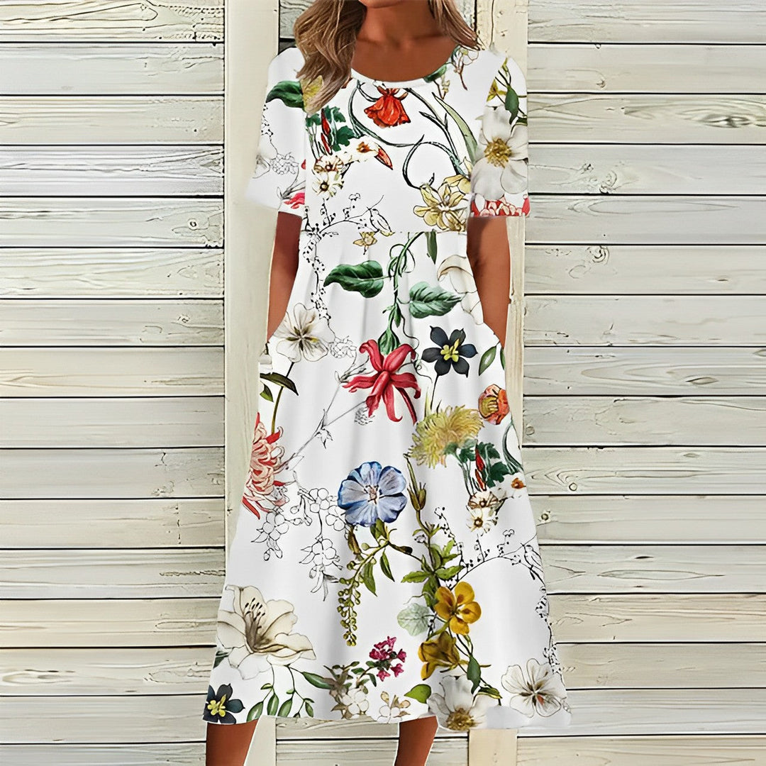 LS | Women Summer Print Midi Dress Lion Style