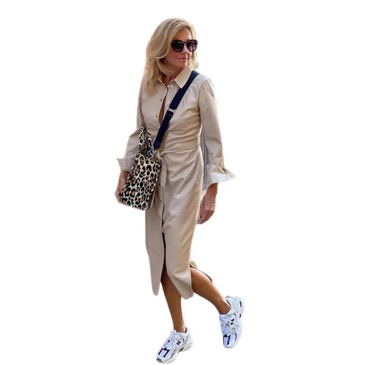 LS | Women Tailored Button Midi Dress Lion Style