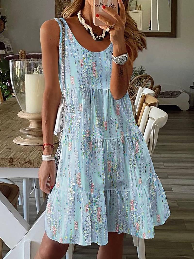 LS | Women Tiered Pastel Mini Dress Lion Style