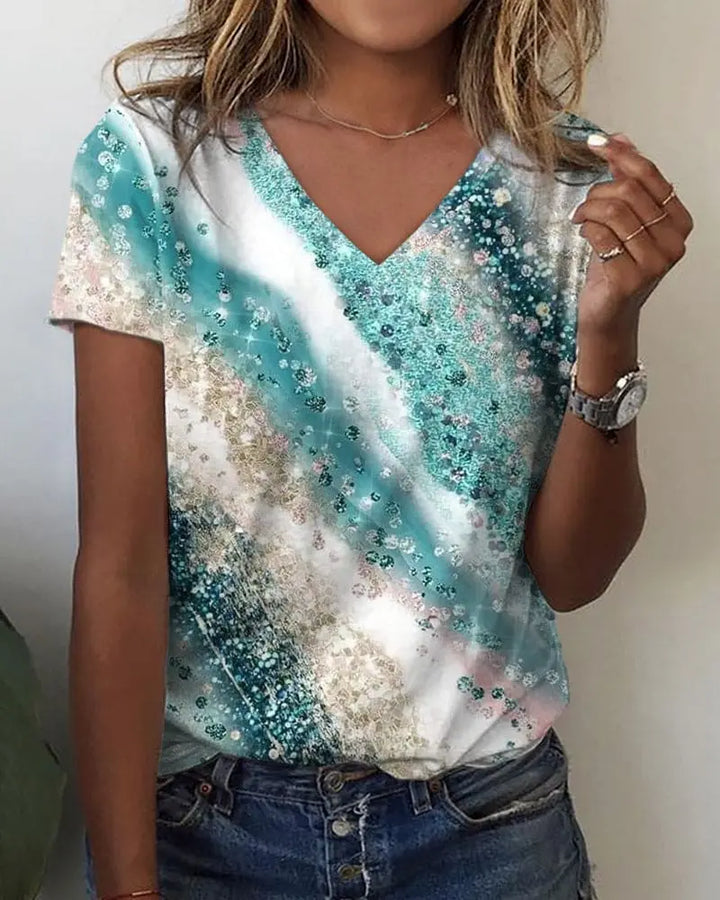 LS | Women Trendy Abstract Print Tee Lion Style