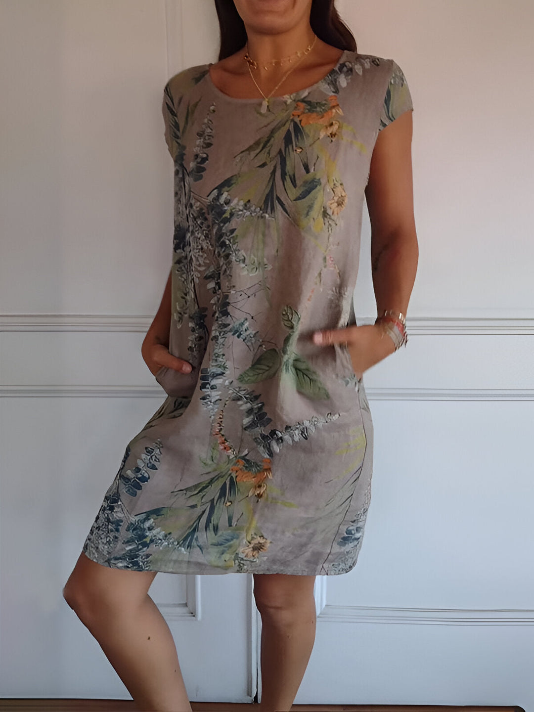 LS | Women Tropical Pocket Mini Dress Lion Style