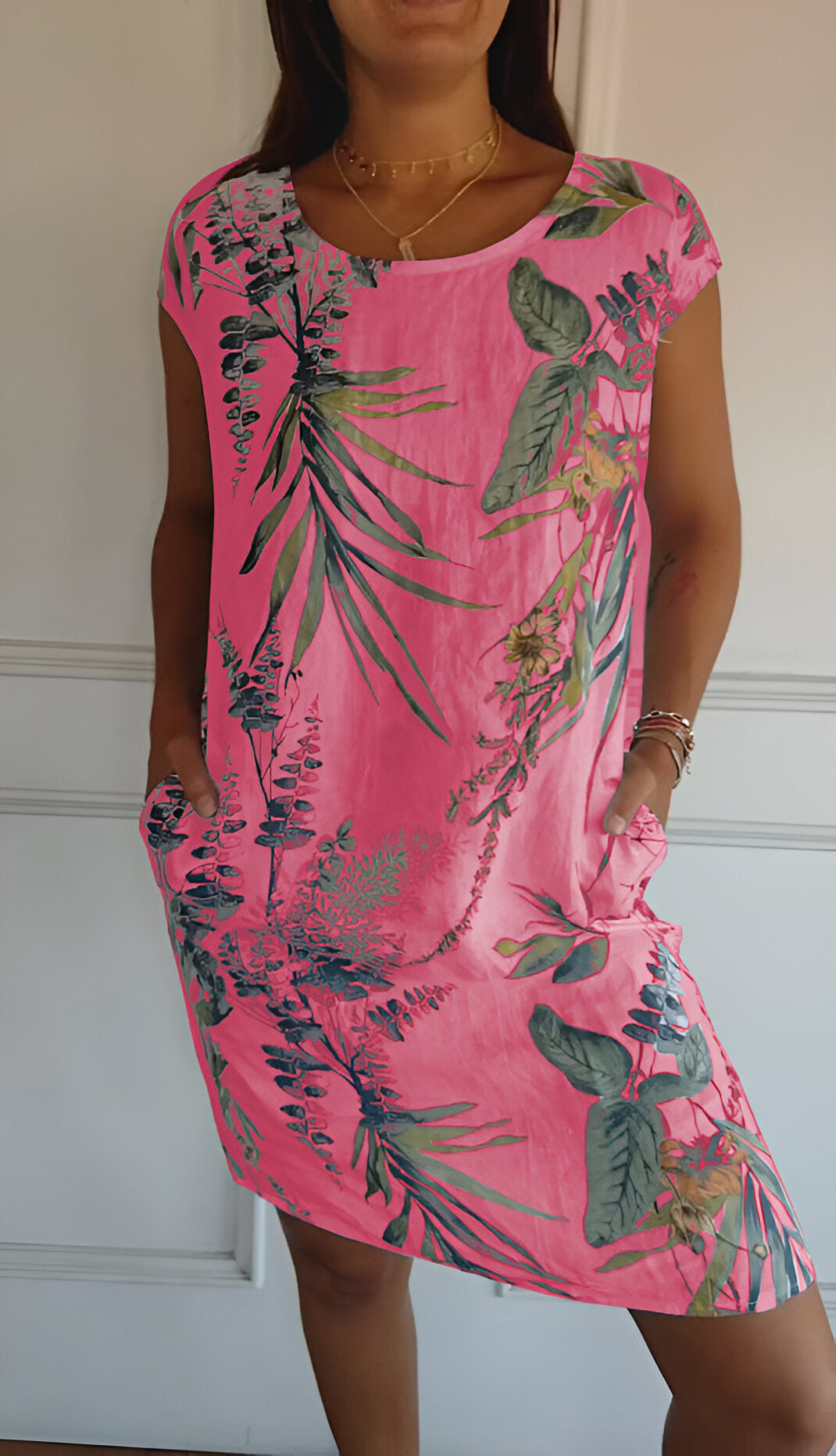 LS | Women Tropical Pocket Mini Dress Lion Style