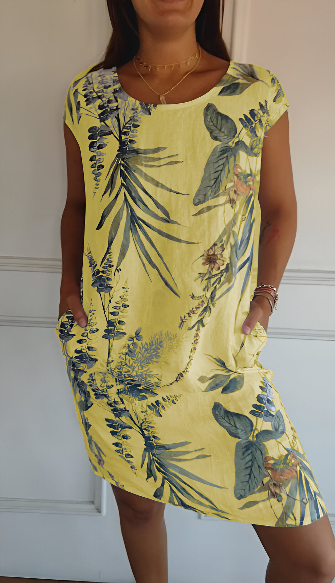 LS | Women Tropical Pocket Mini Dress Lion Style