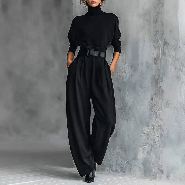 LS | Women Turtleneck Wide Leg Jumpsuit Lion Style