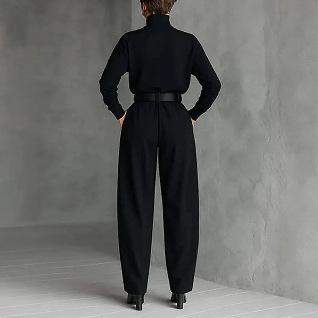 LS | Women Turtleneck Wide Leg Jumpsuit Lion Style