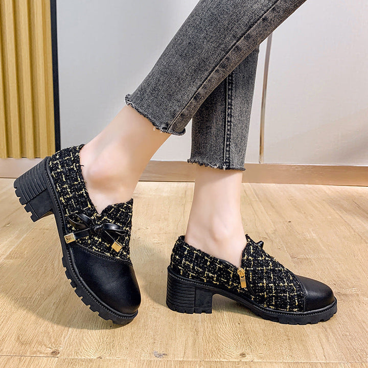 LS | Women Tweed Style Loafers Lion Style