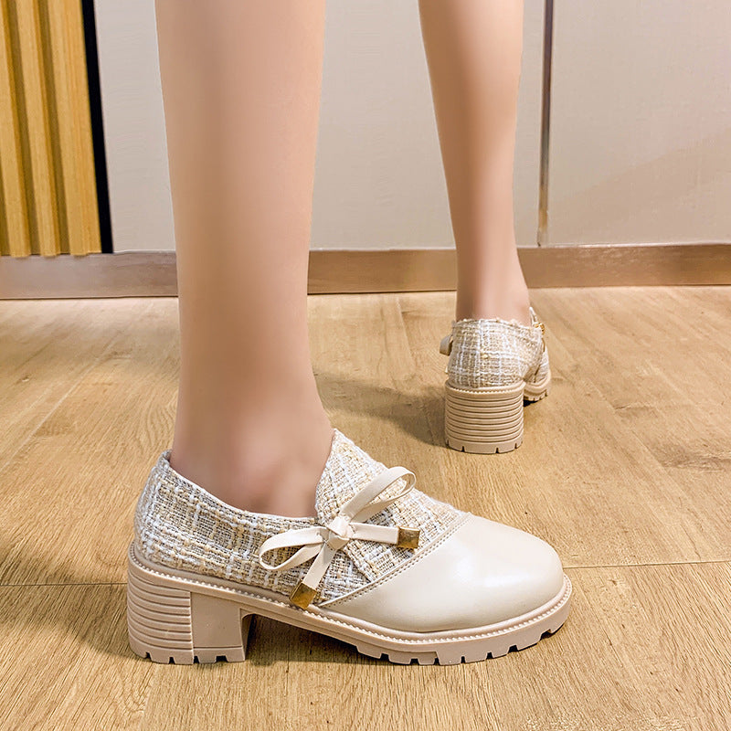 LS | Women Tweed Style Loafers Lion Style
