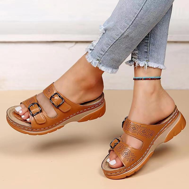 LS | Women Vintage Buckle Orthopedic Sandals - Lion Style