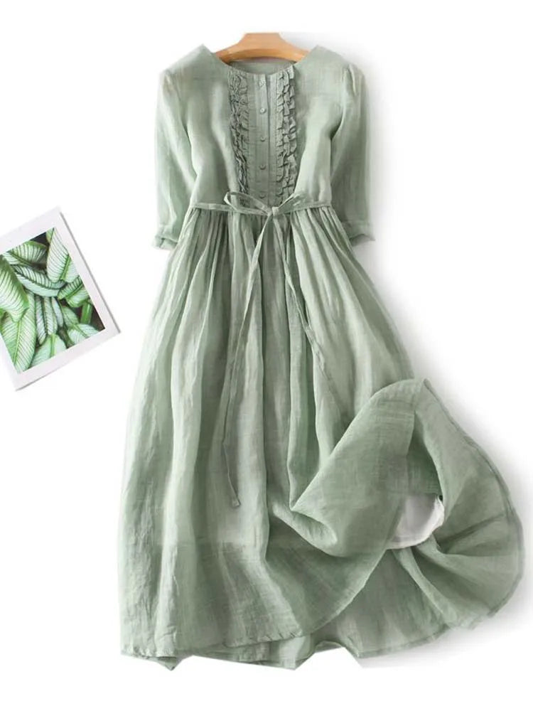 LS | Women Vintage Style Midi Dress Lion Style