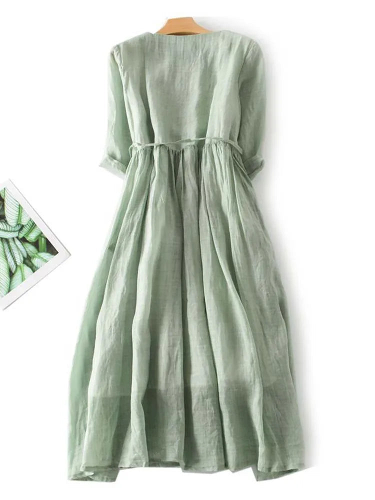 LS | Women Vintage Style Midi Dress Lion Style