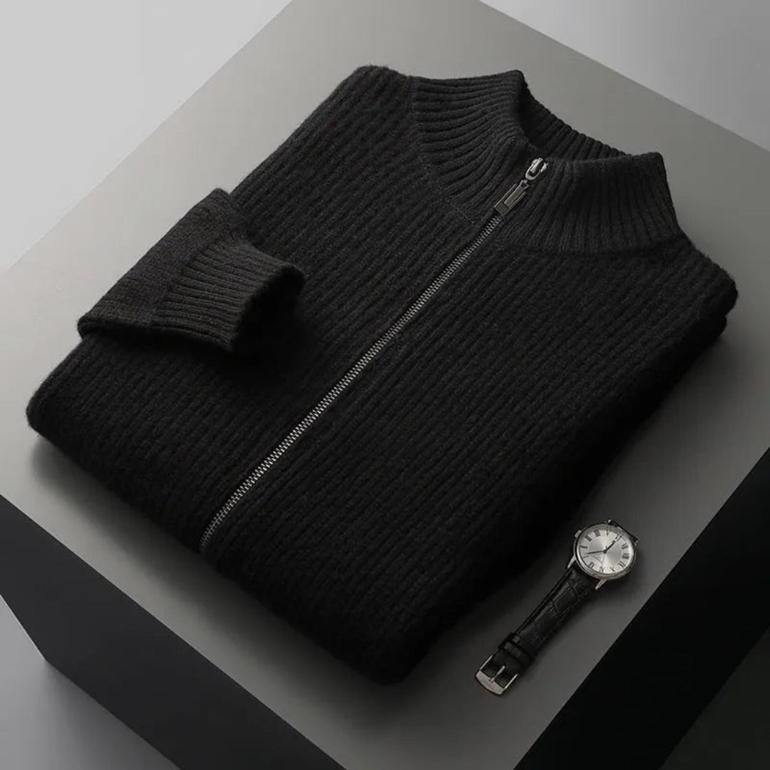 Lance Ribbed Wool Zip Sweater