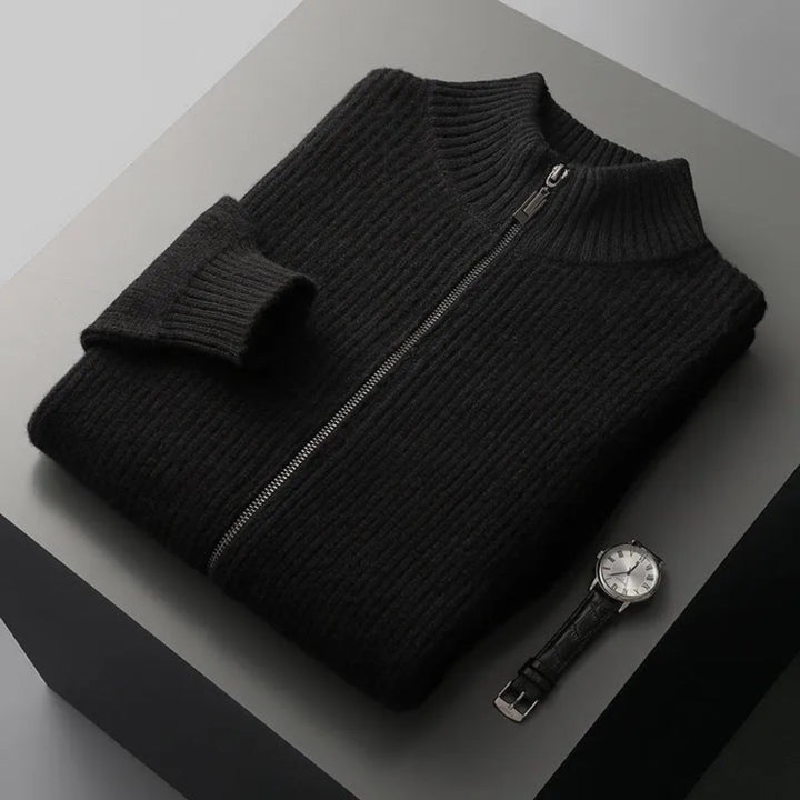 Lance Ribbed Wool Zip Sweater