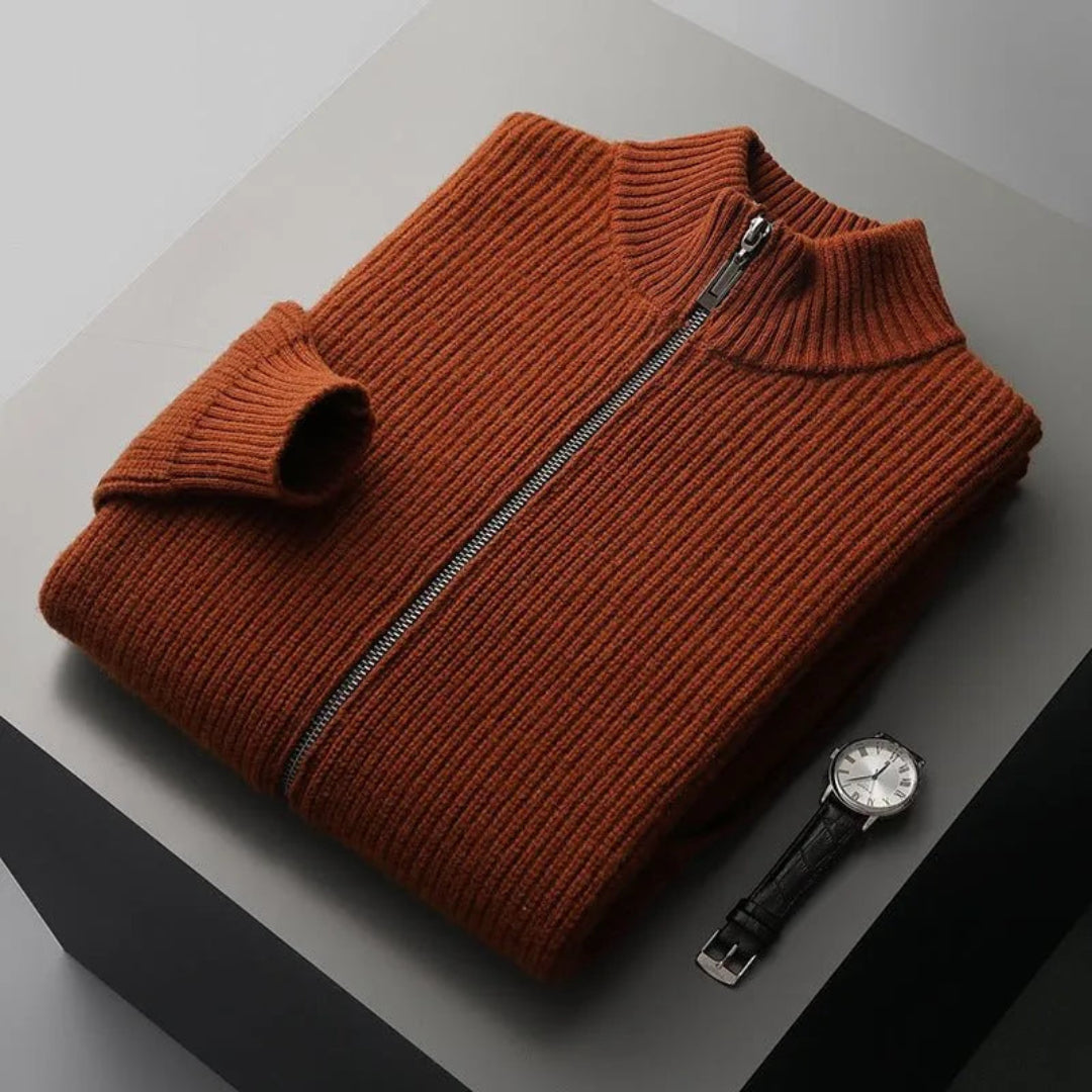 Lance Ribbed Wool Zip Sweater