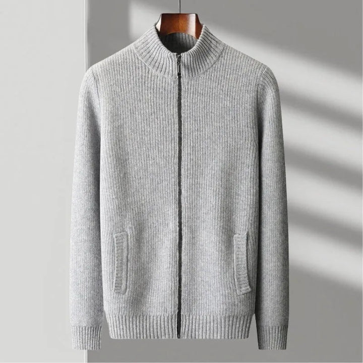 Lance Ribbed Wool Zip Sweater