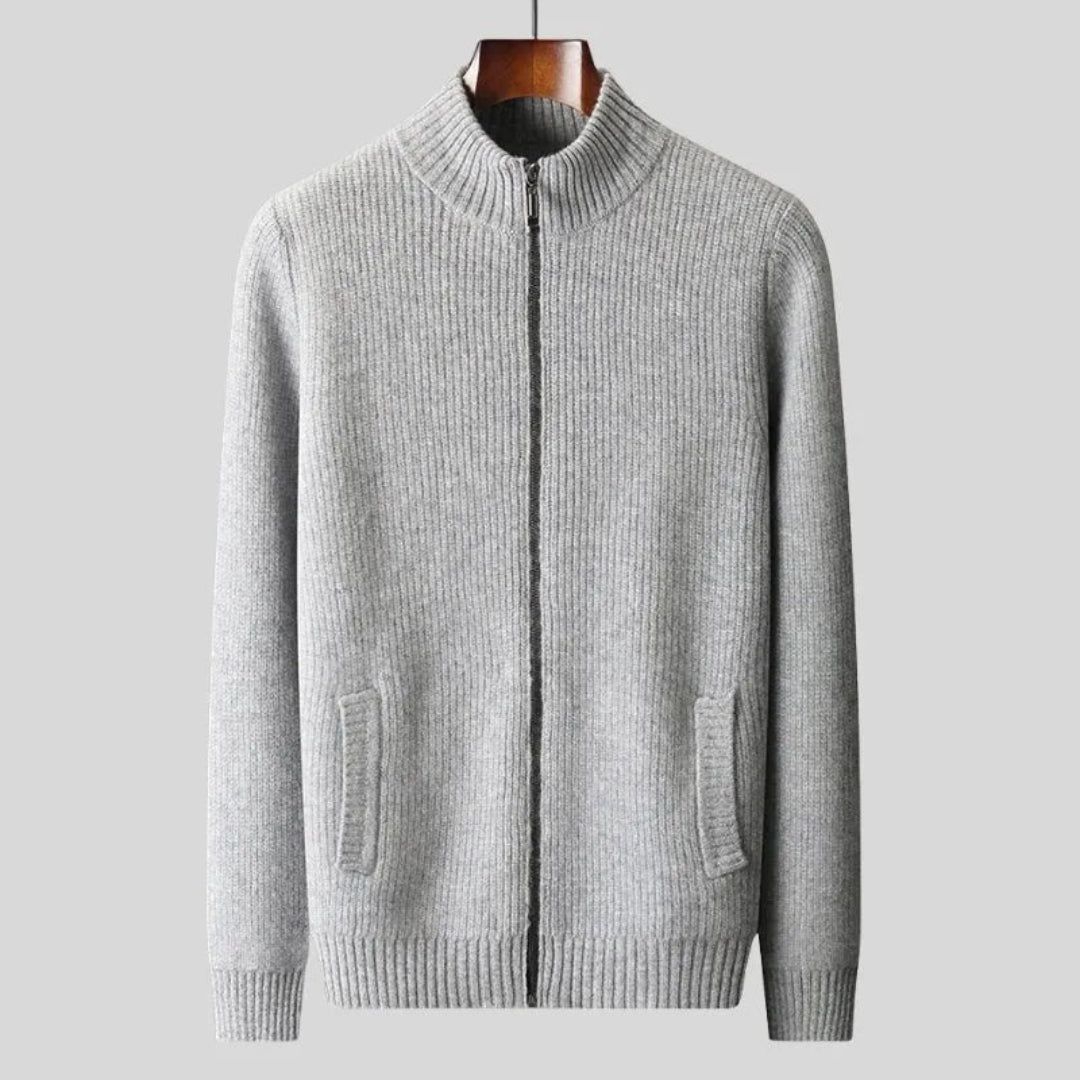 Lance Ribbed Wool Zip Sweater