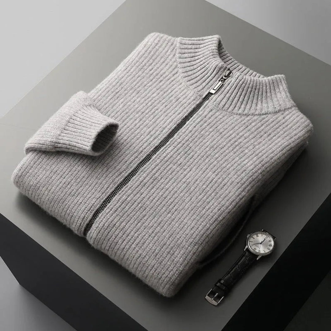 Lance Ribbed Wool Zip Sweater