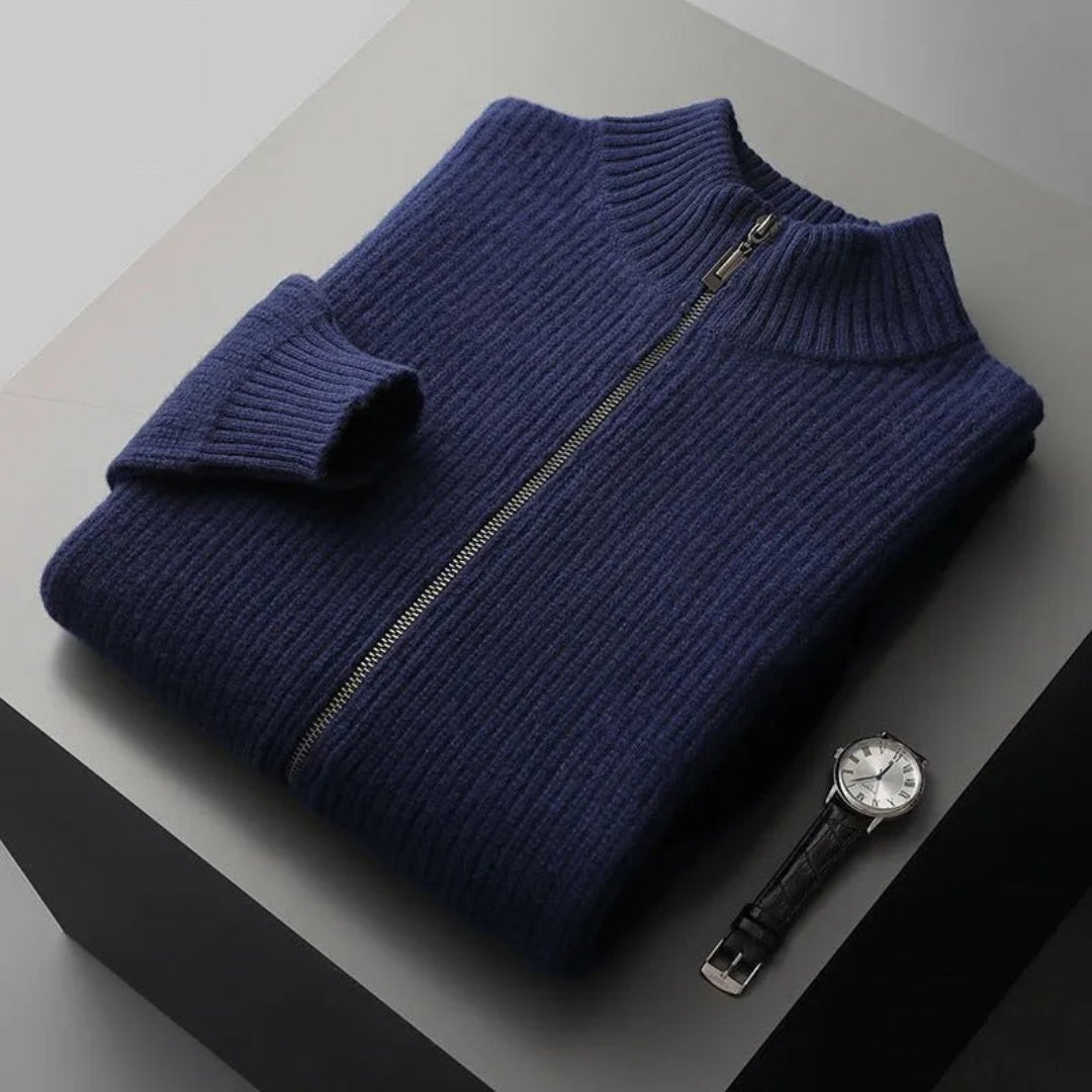 Lance Ribbed Wool Zip Sweater