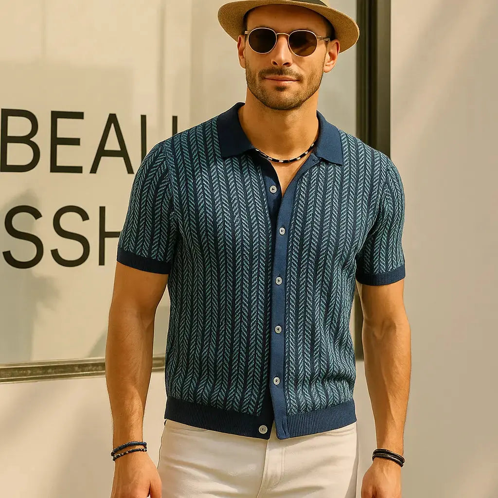 Lion Style | Men’s Retro Stripe Polo Shirt
