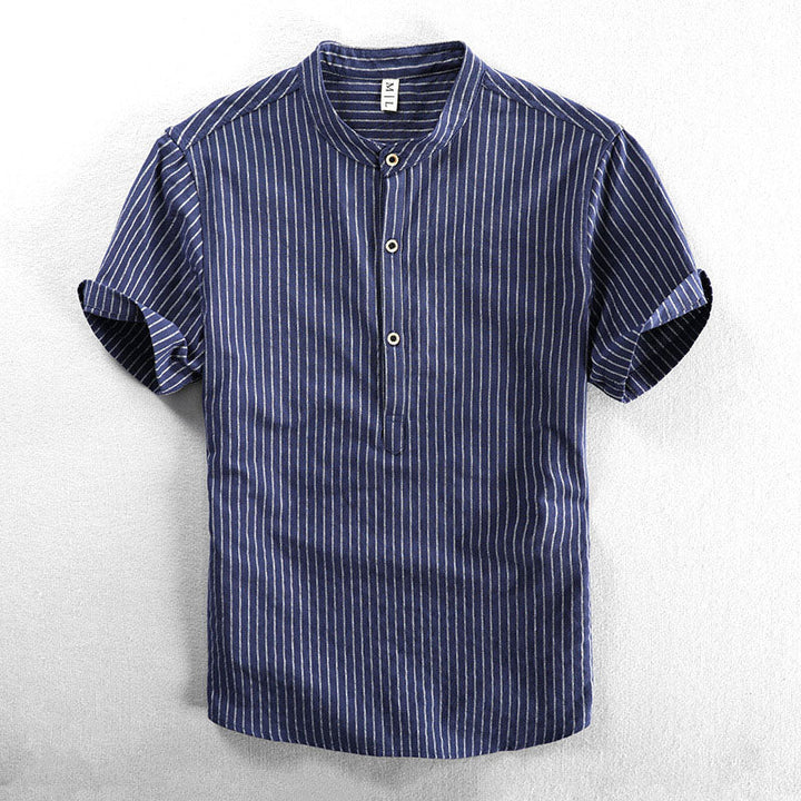 Lion Style | Men’s Striped Mandarin Collar Shirt