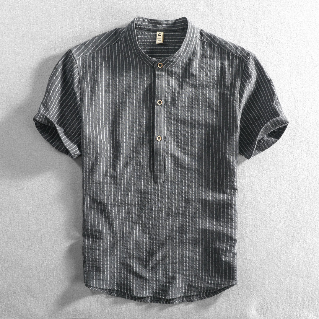 Lion Style | Men’s Striped Mandarin Collar Shirt