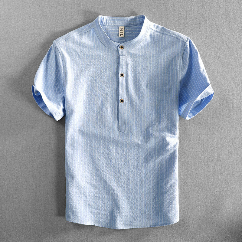 Lion Style | Men’s Striped Mandarin Collar Shirt