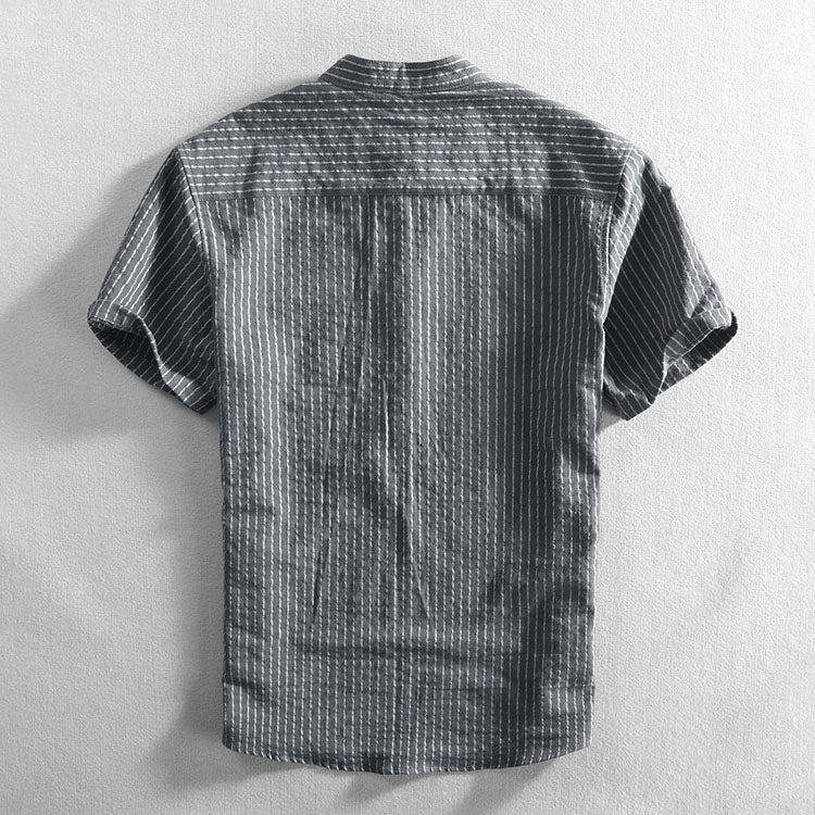 Lion Style | Men’s Striped Mandarin Collar Shirt