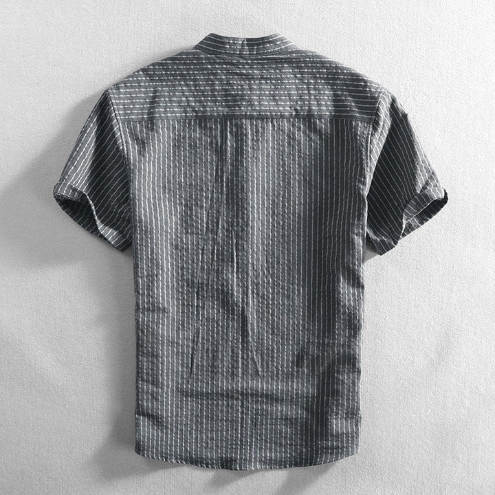 Lion Style | Men’s Striped Mandarin Collar Shirt