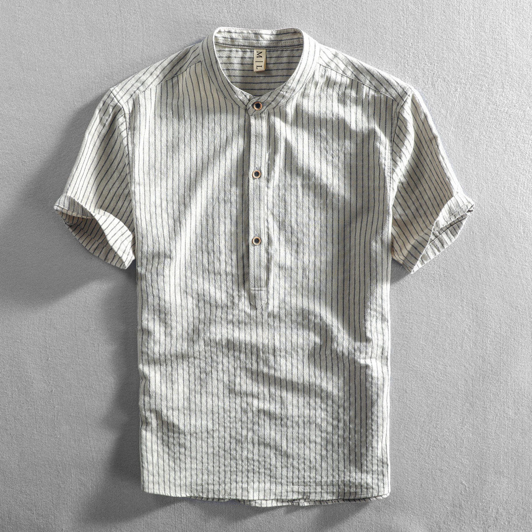 Lion Style | Men’s Striped Mandarin Collar Shirt