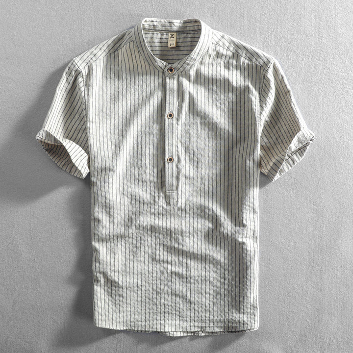 Lion Style | Men’s Striped Mandarin Collar Shirt