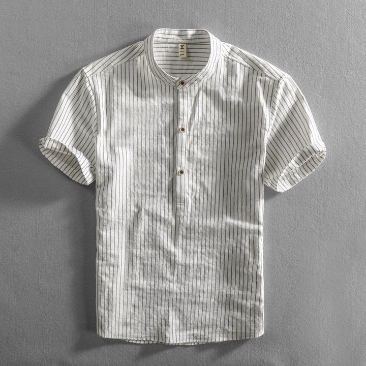 Lion Style | Men’s Striped Mandarin Collar Shirt