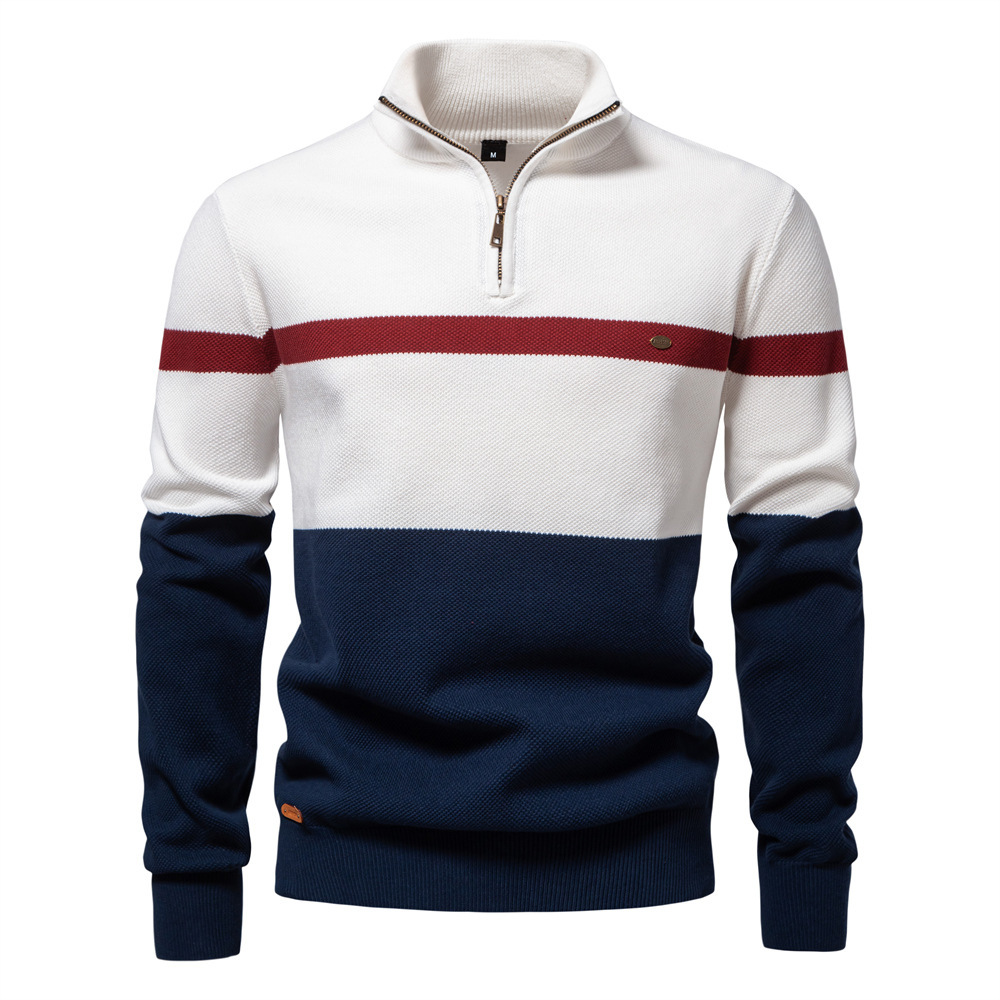 Lion Style | Men’s Striped Quarter-Zip Cotton Pullover Lion Style