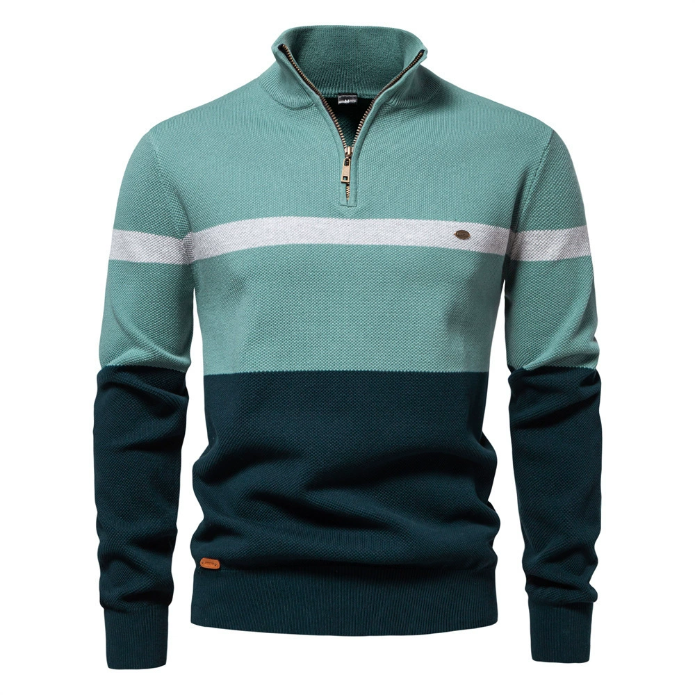 Lion Style | Men’s Striped Quarter-Zip Cotton Pullover Lion Style