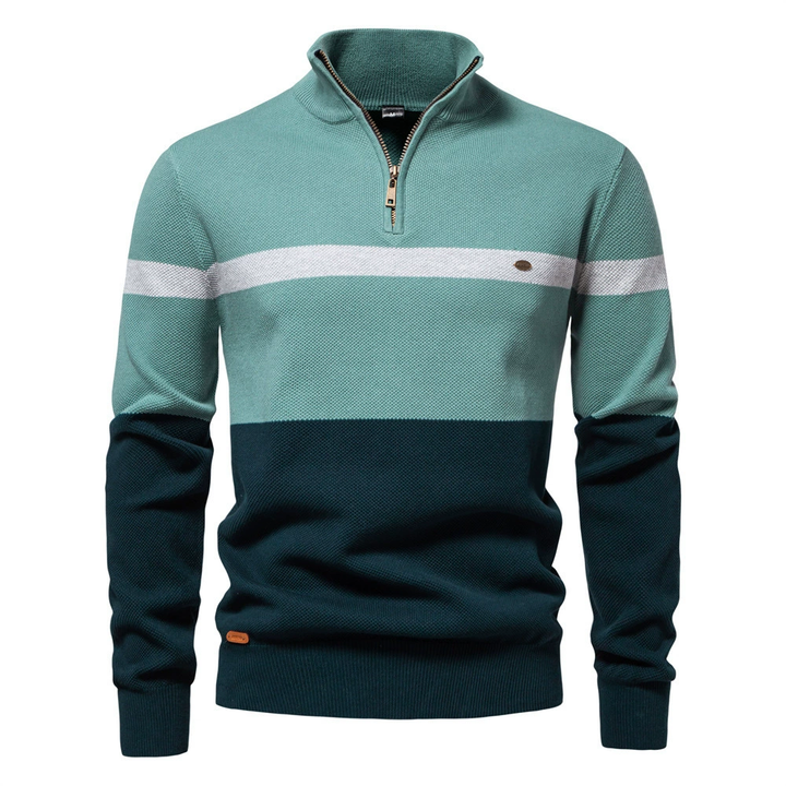 Lion Style | Men’s Striped Quarter-Zip Cotton Pullover Lion Style