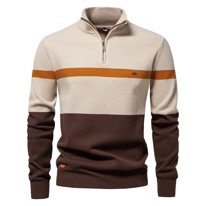 Lion Style | Men’s Striped Quarter-Zip Cotton Pullover Lion Style