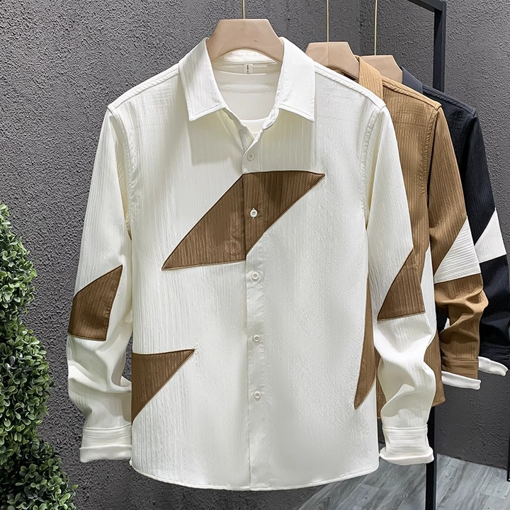 Lion Style | Samuel Men’s Patchwork Cotton Long Sleeve Shirt Lion Style