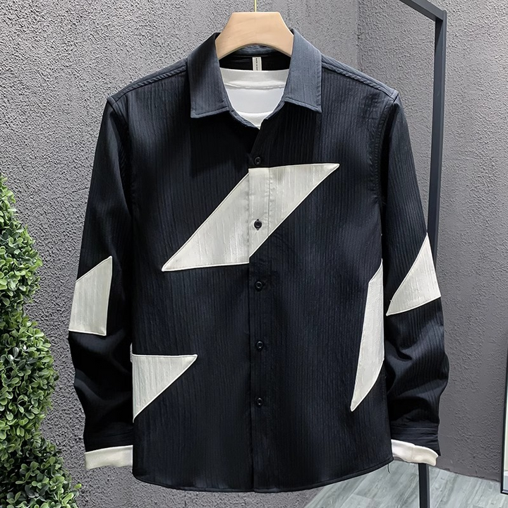 Lion Style | Samuel Men’s Patchwork Cotton Long Sleeve Shirt