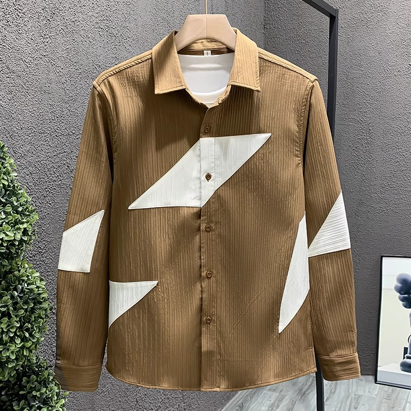 Lion Style | Samuel Men’s Patchwork Cotton Long Sleeve Shirt Lion Style