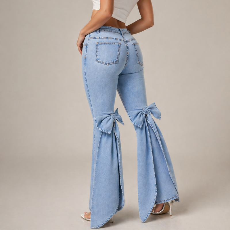 Lion Style | Women’s Bow Split Flare Jeans