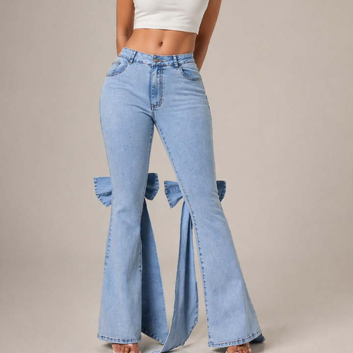 Lion Style | Women’s Bow Split Flare Jeans