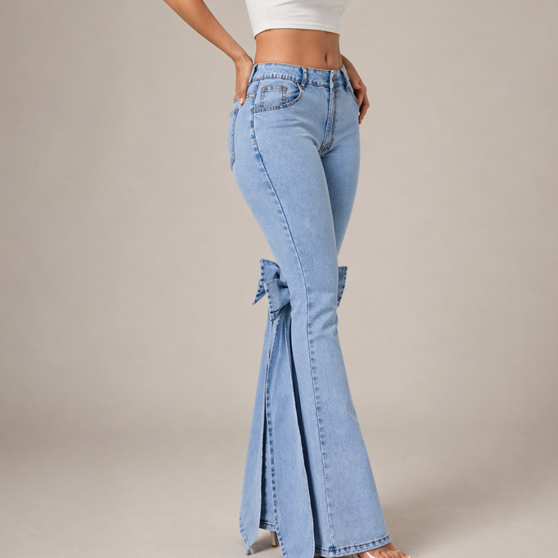 Lion Style | Women’s Bow Split Flare Jeans