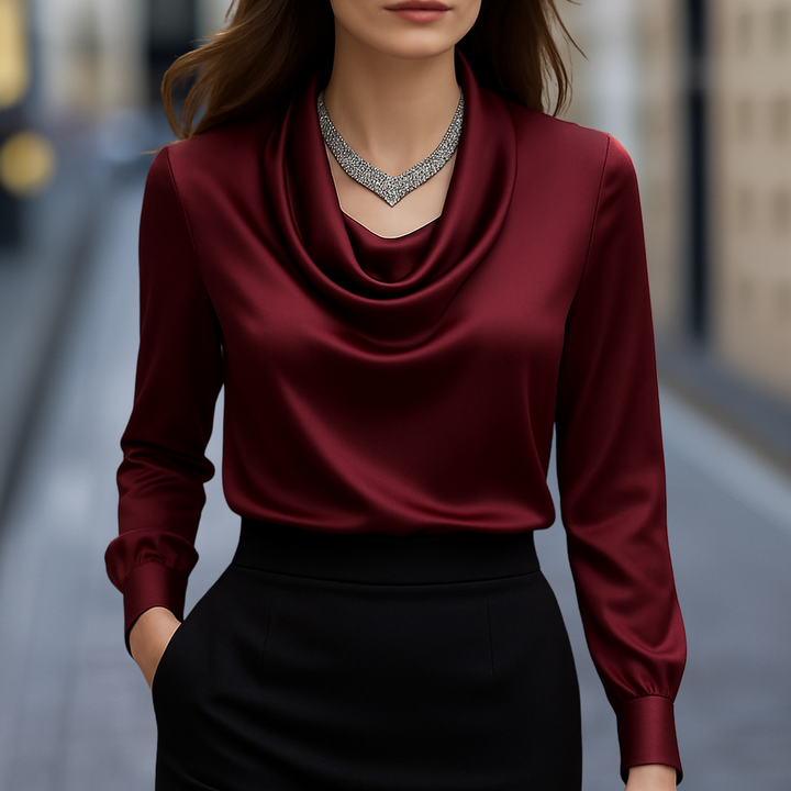 Lion Style | Women’s Cowl Neck Satin Blouse