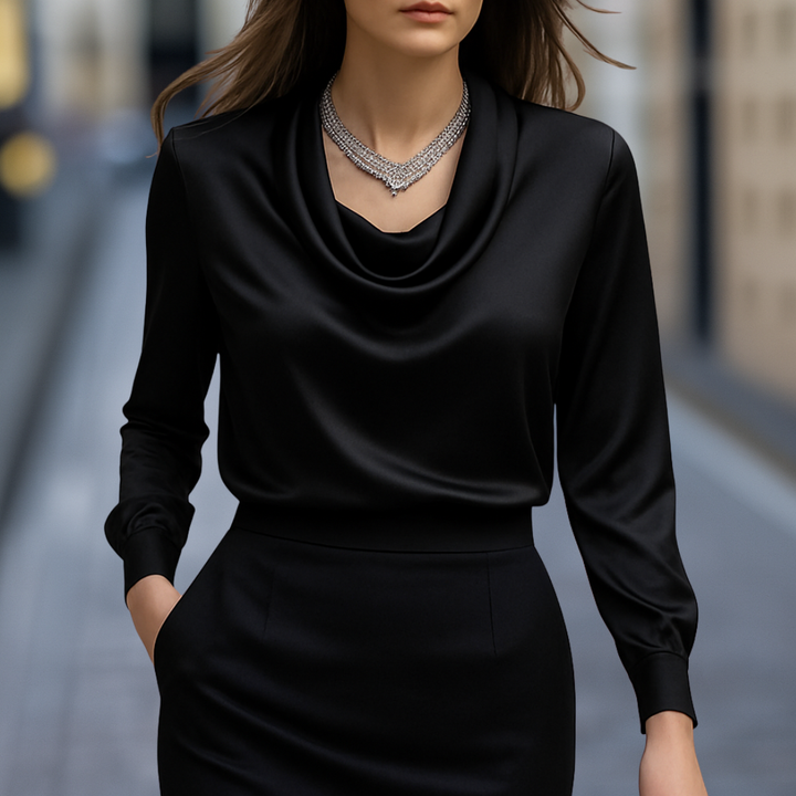 Lion Style | Women’s Cowl Neck Satin Blouse