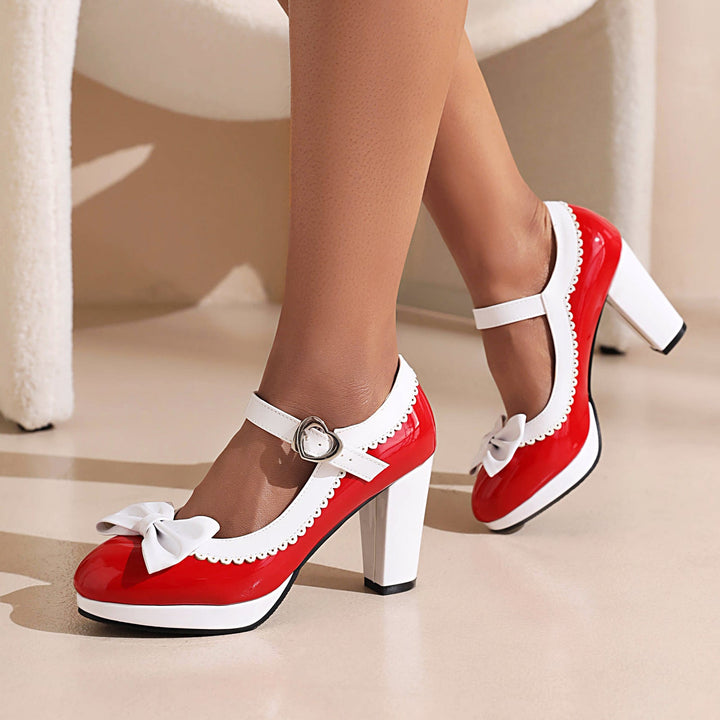 Lion Style | Women’s Patent Bow Block Heels